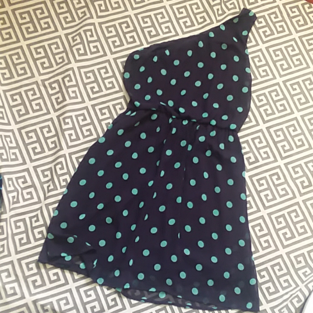 Lush One Shoulder Polka-dot Dress